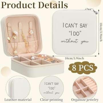 Colingmill 8 Pcs Travel Jewelry Case Bridesmaid Proposal Gifts Boxes I Can't Say I Do Without You Je...