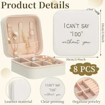 Colingmill 8 Pcs Travel Jewelry Case Bridesmaid Proposal Gifts Boxes I Can't Say I Do Without You Je...