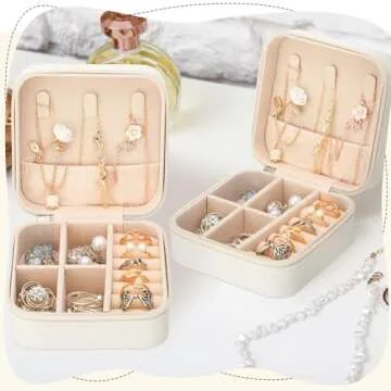 Colingmill 8 Pcs Travel Jewelry Case Bridesmaid Proposal Gifts Boxes I Can't Say I Do Without You Jewelry Organizer Mini Portable Earring Organizer for Women Bridesmaids Wedding Gifts(White)