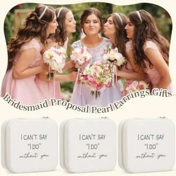 Colingmill 8 Pcs Travel Jewelry Case Bridesmaid Proposal Gifts Boxes I Can't Say I Do Without You Jewelry Organizer Mini Portable Earring Organizer for Women Bridesmaids Wedding Gifts(White)