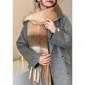Wander Agio Winter Women Warm Scarf Long Shawl Large Scarves Cold Weather Thick Blanket Scarfs Color...