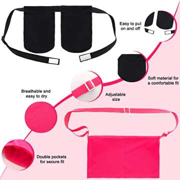 Tondiamo Adjustable Mastectomy Drain Holder Drain Pouch with Shower Bag Drainage Pouch Breast Shirts Two Pockets Mastectomy Tummy Tuck Recovery Supplies(Two Pockets,Black, Red)