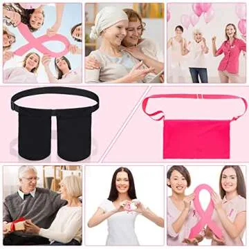 Tondiamo Adjustable Mastectomy Drain Holder Drain Pouch with Shower Bag Drainage Pouch Breast Shirts Two Pockets Mastectomy Tummy Tuck Recovery Supplies(Two Pockets,Black, Red)