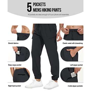 VAYAGER Men's Lightweight Quick Dry Hiking Joggers