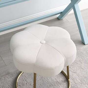 Linon White and Gold Vanity Stool for Glam Home Decor
