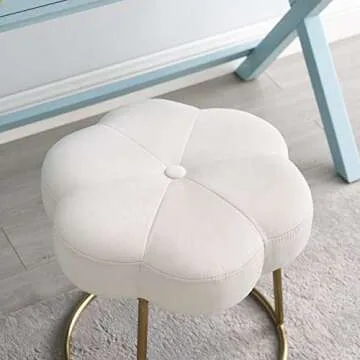 Linon White and Gold Vanity Stool for Glam Home Decor