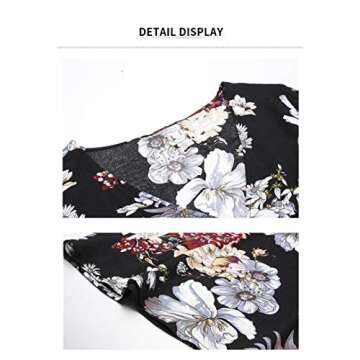 BROVAVE Womens Summer Casual Short Sleeve Floral Print Bohemian V Neck Flowy Maxi Dress with Slit (Blue, s)