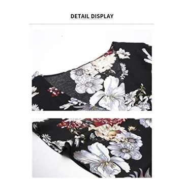 BROVAVE Womens Summer Casual Short Sleeve Floral Print Bohemian V Neck Flowy Maxi Dress with Slit (Blue, s)