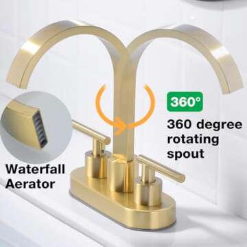 TRUSTMI Gold Bathroom Faucet with 360° Swivel Spout