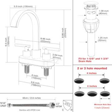 TRUSTMI Gold Bathroom Faucet with 360° Swivel Spout