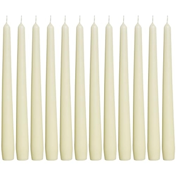 BOLSIUS Ivory Taper Candles - 12 Pack Individually Wrapped Unscented 10 Inch Dinner Candle Set - 8 B...
