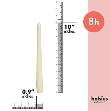 BOLSIUS Ivory Taper Candles - Premium Dripless 12 Pack