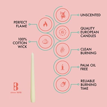 BOLSIUS Ivory Taper Candles - Premium Dripless 12 Pack