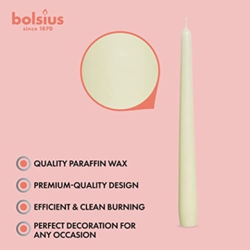 BOLSIUS Ivory Taper Candles - Premium Dripless 12 Pack
