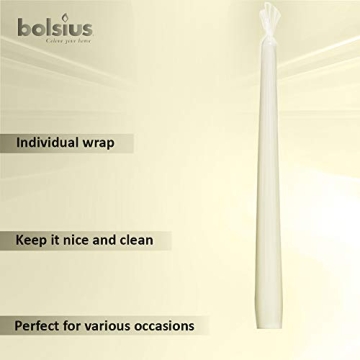 BOLSIUS Ivory Taper Candles - Premium Dripless 12 Pack