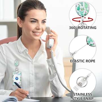Cute Cactus Lanyards Detachable for Id Badges, Green Plants Retractable ID Badge Holder, Fashionable Badge Reel Heavy Duty with 360 Degrees Rotate Carabiner Clip, Nurse Teacher Office Gifts