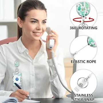 Cute Cactus Lanyards Detachable for Id Badges, Green Plants Retractable ID Badge Holder, Fashionable Badge Reel Heavy Duty with 360 Degrees Rotate Carabiner Clip, Nurse Teacher Office Gifts