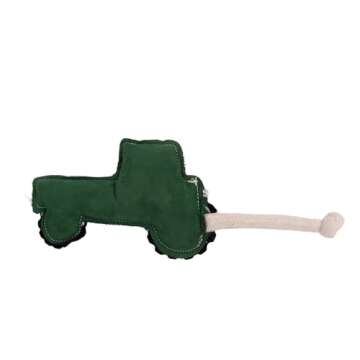 Country Living Vegan Leather Dog Chew Toy – Durable, Safe for All Dog Sizes, Ideal for Active Play, Fetch & Tug – (Green Tractor)