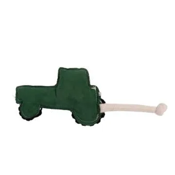 Country Living Vegan Leather Dog Chew Toy – Durable, Safe for All Dog Sizes, Ideal for Active Play, Fetch & Tug – (Green Tractor)
