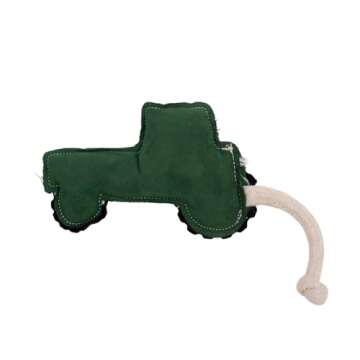 Country Living Vegan Leather Dog Chew Toy – Durable, Safe for All Dog Sizes, Ideal for Active Play, Fetch & Tug – (Green Tractor)