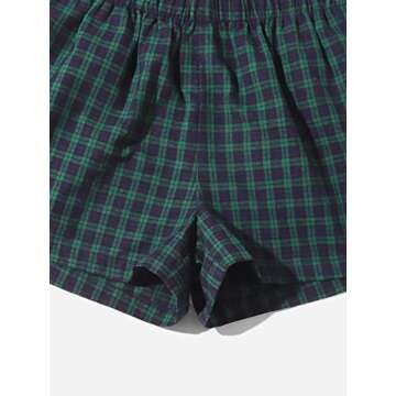 MakeMeChic Women's Elastic Waisted Plaid Shorts Lounge Pajama Shorts