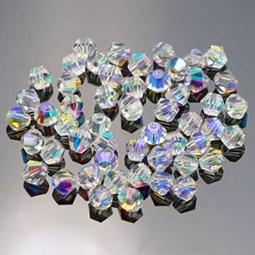 Dowarm 250PCS Bicone Crystal Beads 6MM, Faceted Bicone Glass Beads for Jewelry Craft Making, DIY Bra...