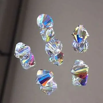 Dowarm 250PCS Bicone Crystal Beads 6MM, Faceted Bicone Glass Beads for Jewelry Craft Making, DIY Bracelet, Necklace, Dolls, Loose Spacer Beads (Crystal AB, 6MM)