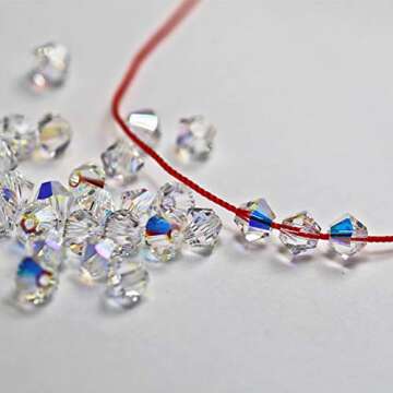 Dowarm 250PCS Bicone Crystal Beads 6MM, Faceted Bicone Glass Beads for Jewelry Craft Making, DIY Bracelet, Necklace, Dolls, Loose Spacer Beads (Crystal AB, 6MM)
