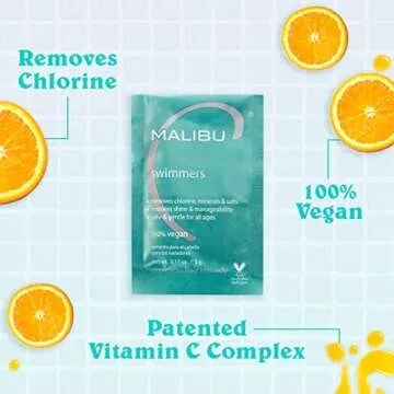 Malibu C Swimmers Wellness Remedy - Restoring & Hydrating Hair Care with Vitamin C Complex - Protects Hair Discoloration from Chlorine and Pool Elements (3 Packets)