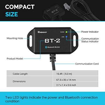Renogy BT-2 Bluetooth Module RJ45 Communication Port Wirelessly Monitor Real-time Insight Precise Control, Compatible Solar Charge Controllers, Battery Charger, Inverter, BT-2 RS485