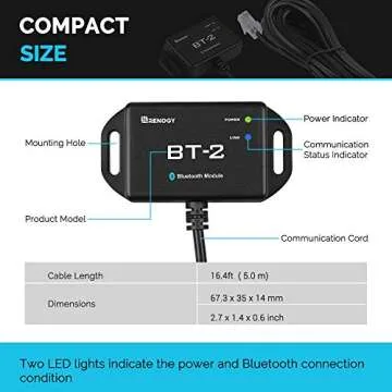 Renogy BT-2 Bluetooth Module RJ45 Communication Port Wirelessly Monitor Real-time Insight Precise Control, Compatible Solar Charge Controllers, Battery Charger, Inverter, BT-2 RS485