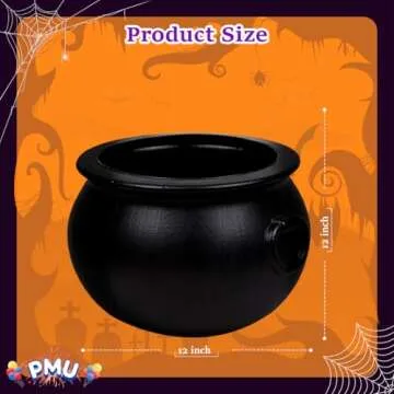 PMU 12 Inch Halloween Cauldron - Blow Mold Plastic Party Accessory - Candy Holder for Kids - Halloween Party Favors & Supplies - Black (1/Pkg) Pkg/1