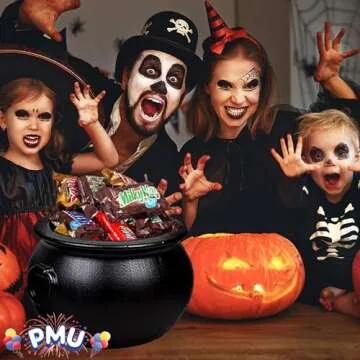 PMU 12 Inch Halloween Cauldron - Blow Mold Plastic Party Accessory - Candy Holder for Kids - Halloween Party Favors & Supplies - Black (1/Pkg) Pkg/1