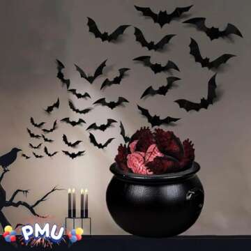 PMU 12 Inch Halloween Cauldron - Blow Mold Plastic Party Accessory - Candy Holder for Kids - Halloween Party Favors & Supplies - Black (1/Pkg) Pkg/1