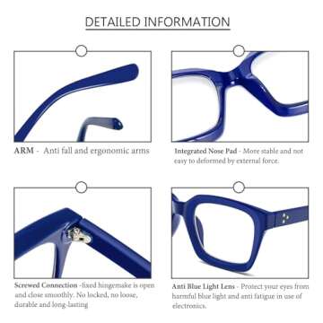 DXYXYO Reading Glasses 0.75 Women Blue Light Blocking Oversized Square Computer Readers 3 Pack Fashion Oprah Style
