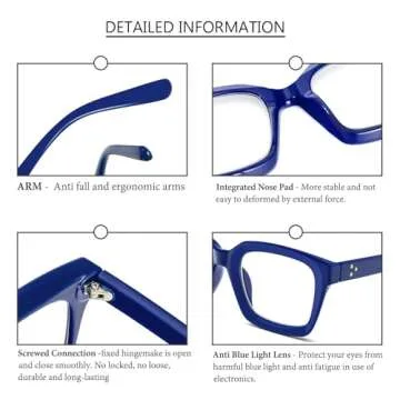 DXYXYO Reading Glasses 0.75 Women Blue Light Blocking Oversized Square Computer Readers 3 Pack Fashion Oprah Style
