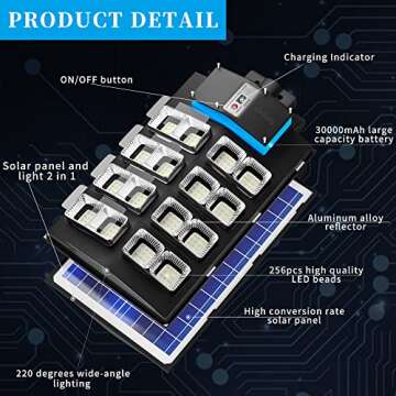 Gefolly SL-2800W Solar Street Lights Outdoor, 280000LM Commercial Parking Lot Light Dusk to Dawn 6500K Security Flood Lights Lamp with Motion Sensor for Garden, Basketball Courts