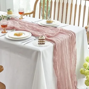 IVAPUPU 2 Pcs Cheesecloth Table Runner - 10ft Dusty Pink Boho Gauze Cheese Cloth Table Runner for Ba...
