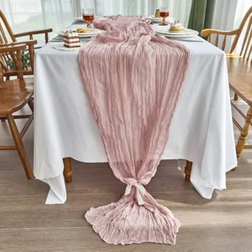 IVAPUPU 2 Pcs Cheesecloth Table Runner - 10ft Dusty Pink Boho Gauze Cheese Cloth Table Runner for Baby Shower Decoration Wedding Party Summer Garden Farmhouse Table Runner
