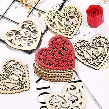 Buy Tatuo 30 Pcs Wooden Heart Slices for DIY Projects
