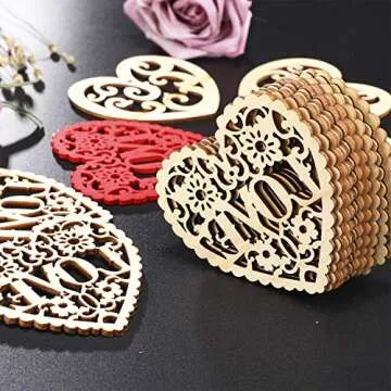 Buy Tatuo 30 Pcs Wooden Heart Slices for DIY Projects