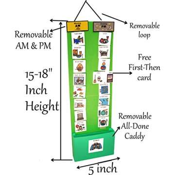 Two Strip Night & Day Daily Schedule Great Visual Behavioral Tool for Structure at Home, School & in The Community. (Laminate 120 PCS, Green)