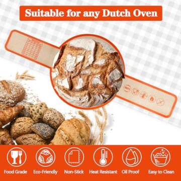 UBeesize Thickened Silicone Bread Sling, Reusable Sourdough Bread Baking Mat For Dutch Oven 2-8 Qrt,...