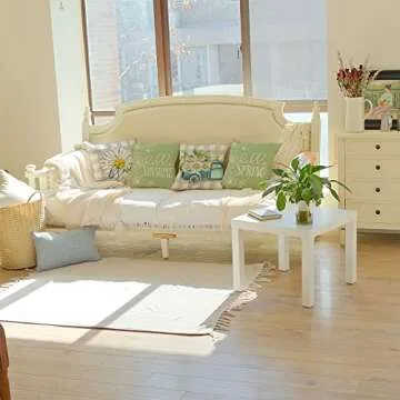 GEEORY Pillow Covers 18x18 Set of 4 Buffalo Plaid Daisy Truck Bloom Hello Sunshine Spring Pillows Decorative Throw Pillows Light Green Pillowcase Spring Decorations Farmhouse Decor for Couch Sofa