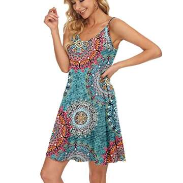MISFAY Women's Summer Floral Spaghetti Strap Dress