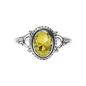 Handmade Citrine Stone Ring - 925 Sterling Silver Statement Jewelry for Women and Girls