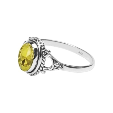 Citrine Stone Ring - Handmade 925 Sterling Silver Statement Jewelry