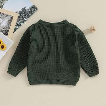 Karwuiio Toddler Baby Girl Boy Knit Sweater Round Neck Long Sleeve Pullover Sweatshirt Fall Winter Clothes (Dark Green, 3-6 Months)