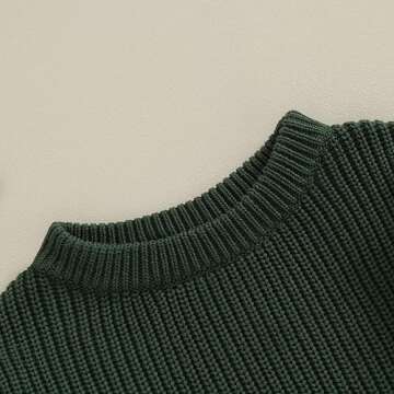 Karwuiio Toddler Baby Girl Boy Knit Sweater Round Neck Long Sleeve Pullover Sweatshirt Fall Winter Clothes (Dark Green, 3-6 Months)