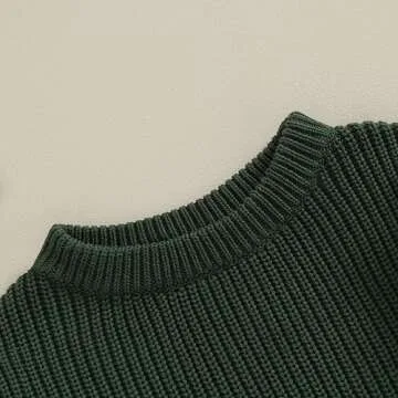Karwuiio Toddler Baby Girl Boy Knit Sweater Round Neck Long Sleeve Pullover Sweatshirt Fall Winter Clothes (Dark Green, 3-6 Months)